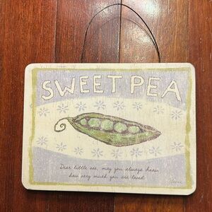 Sweet Pea baby decor - wooded plaque by Flavia